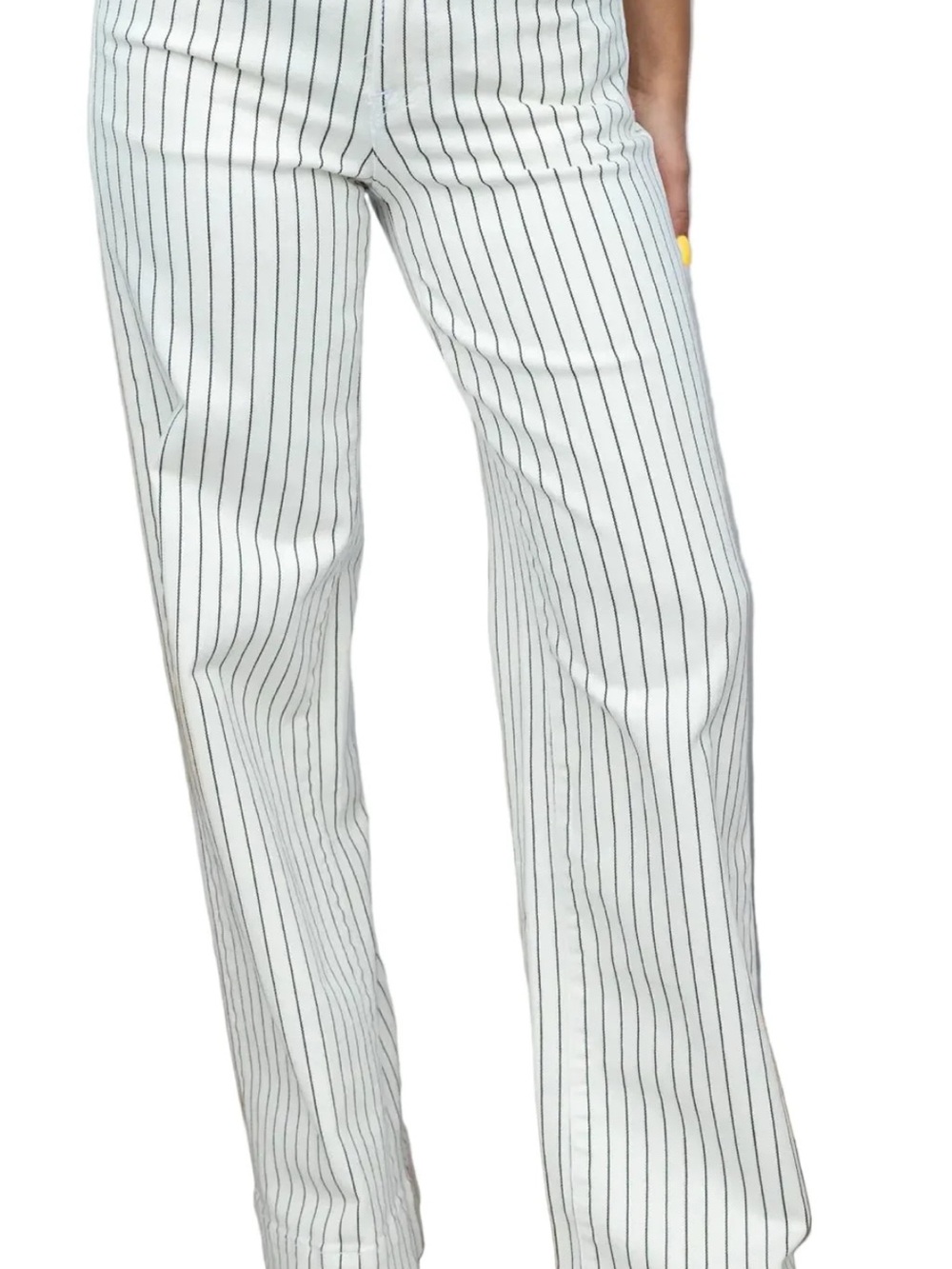 Women's White Pinstripe Boot Cut Jeans
